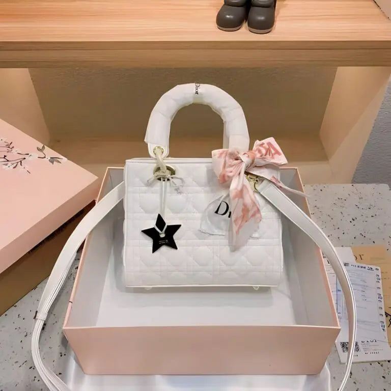 Lady Dior Mini Patent Premium White Hand Bag With Box