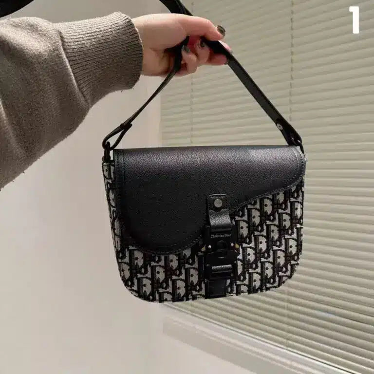 Dior Saddle Oblique Messenger Unisex Black Bag With Box