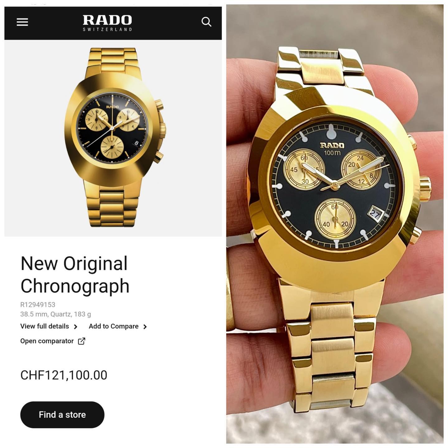 Rado Watch 100M chronograph "Japan"