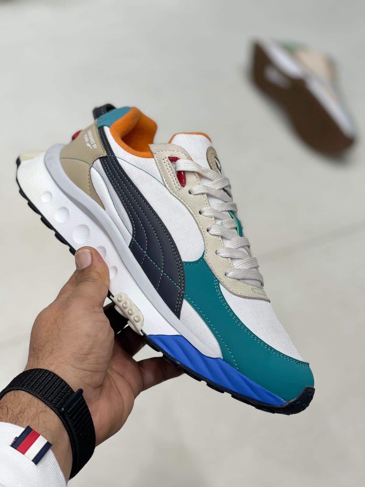 Puma Wild Rider White Green Running Shoes
