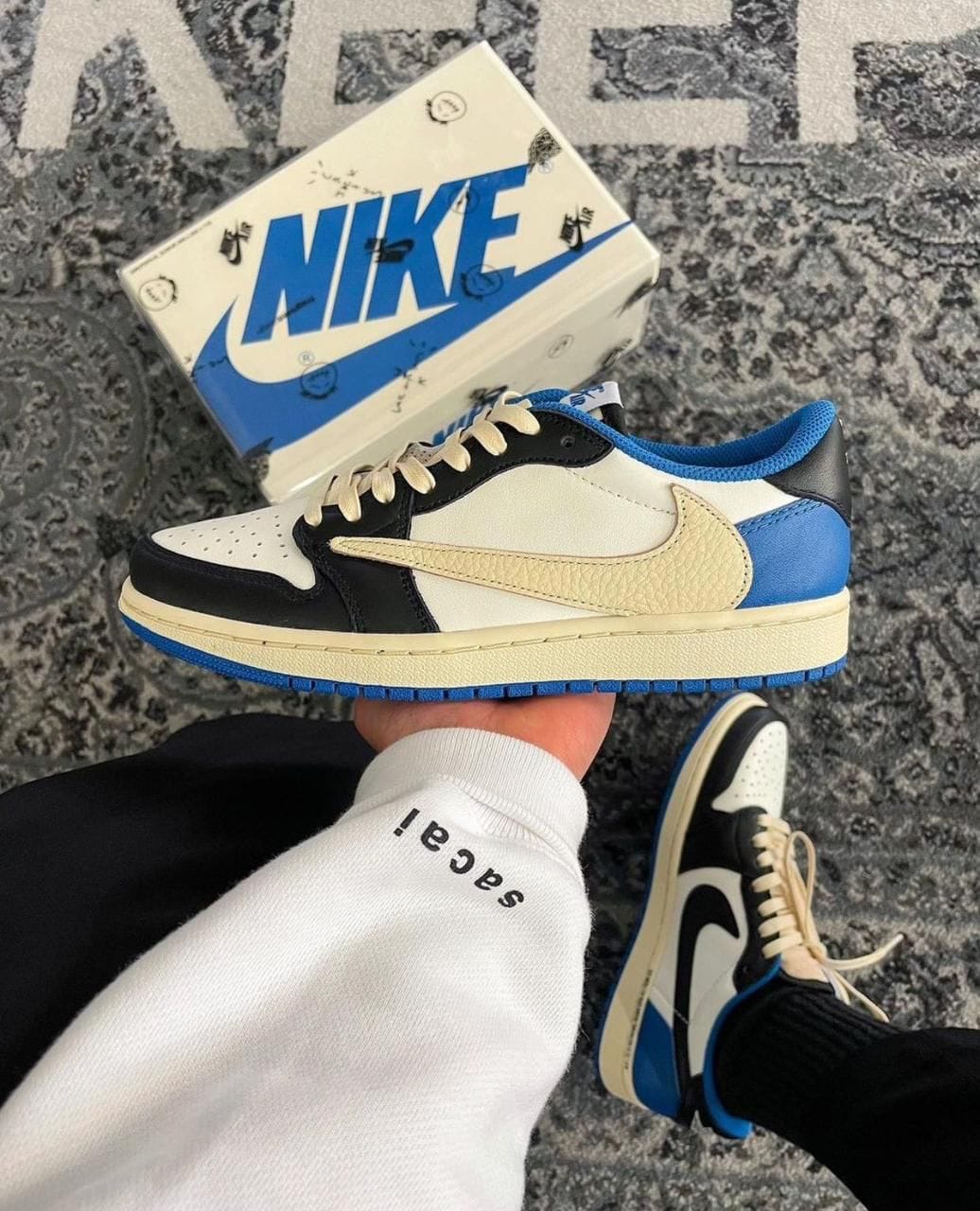 Nike Air 1 Travis Scott Mocha Blue Sneakers
