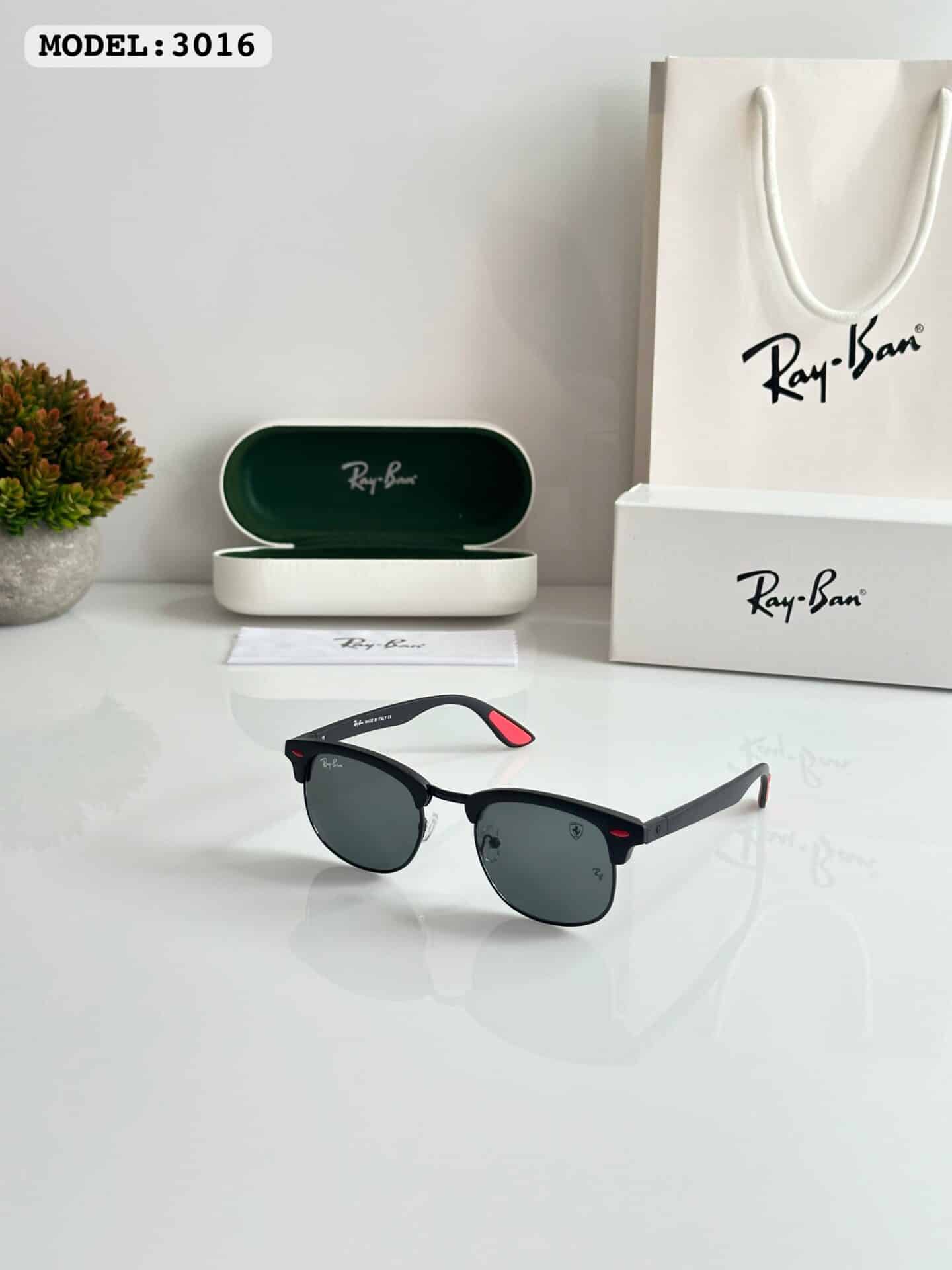 Rayban 3016 Full Black Glass Sunglasses