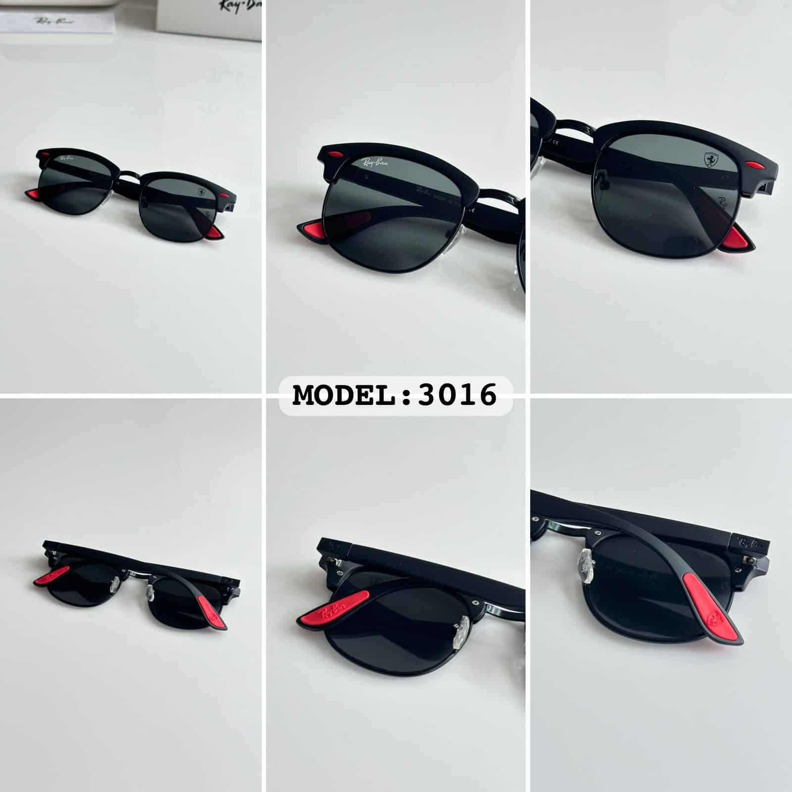 Rayban 3016 Full Black Glass Sunglasses