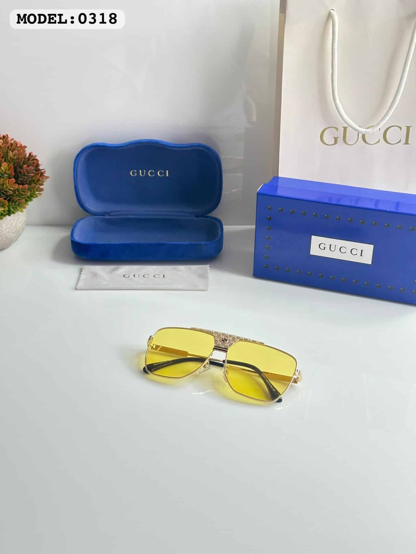 Gucci 0318 Gold Yellow Sunglasses