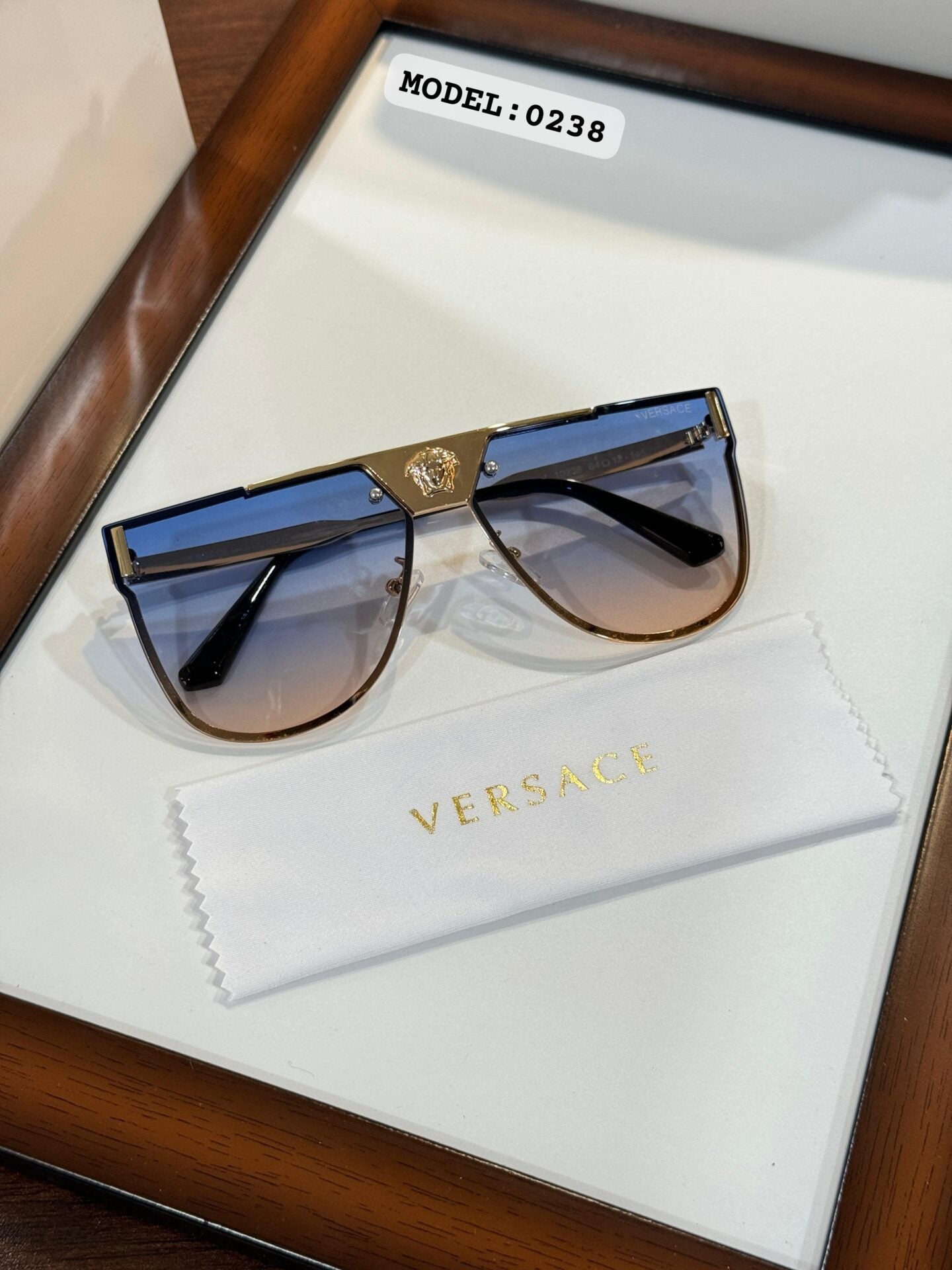 Versace 0238 Gold Blue DC Sunglasses