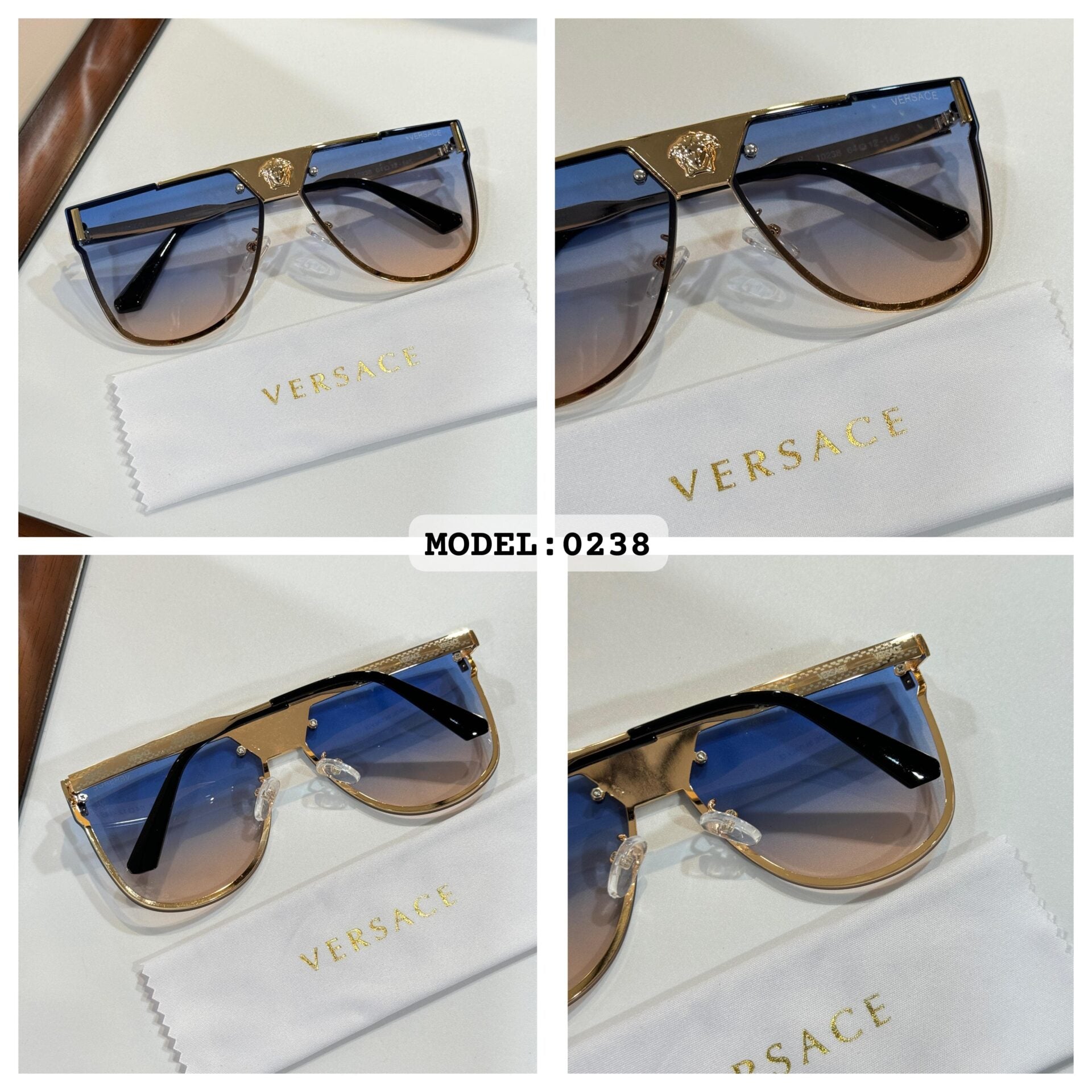 Versace 0238 Gold Blue DC Sunglasses