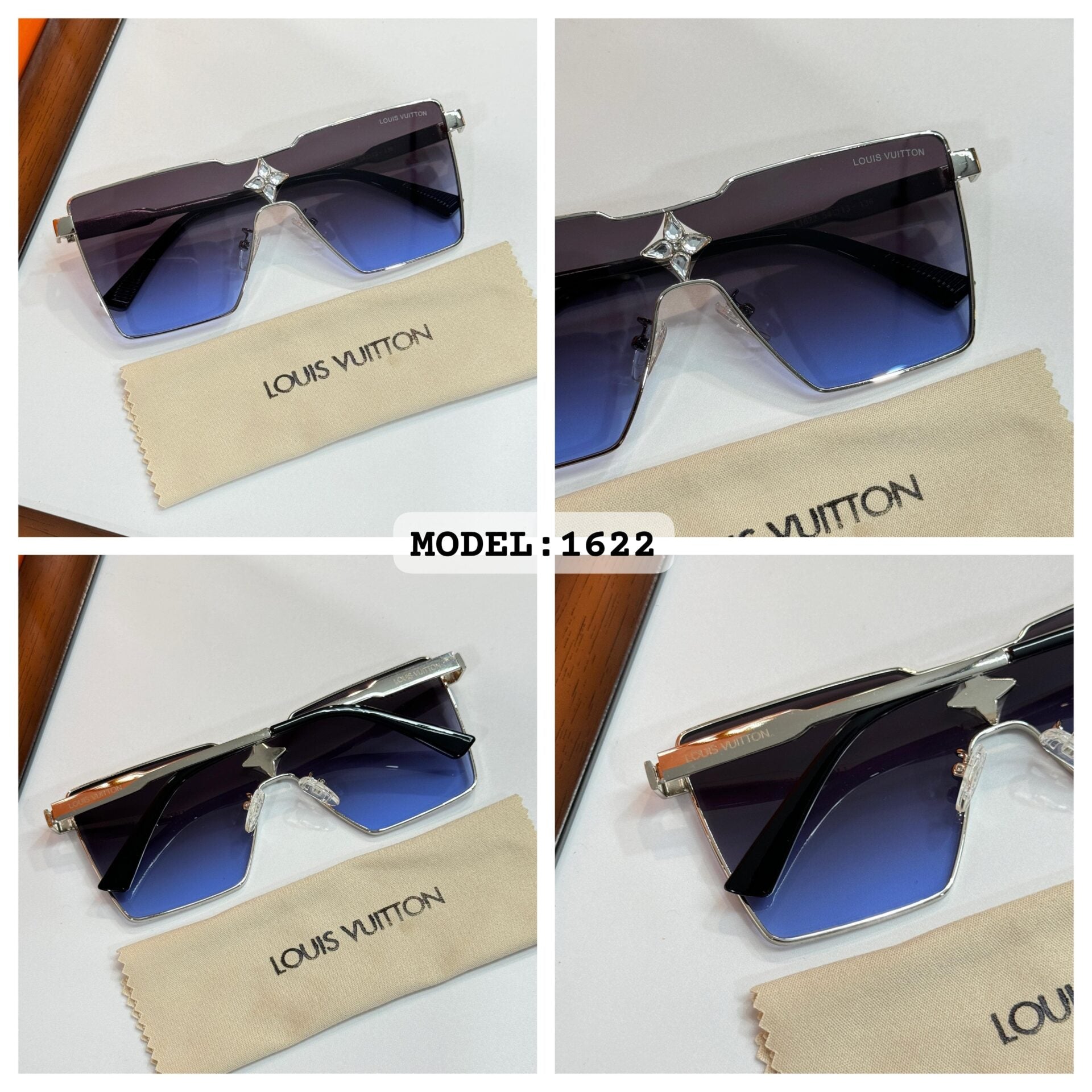 Louis Vuitton 1622 Silver Blue Sunglasses