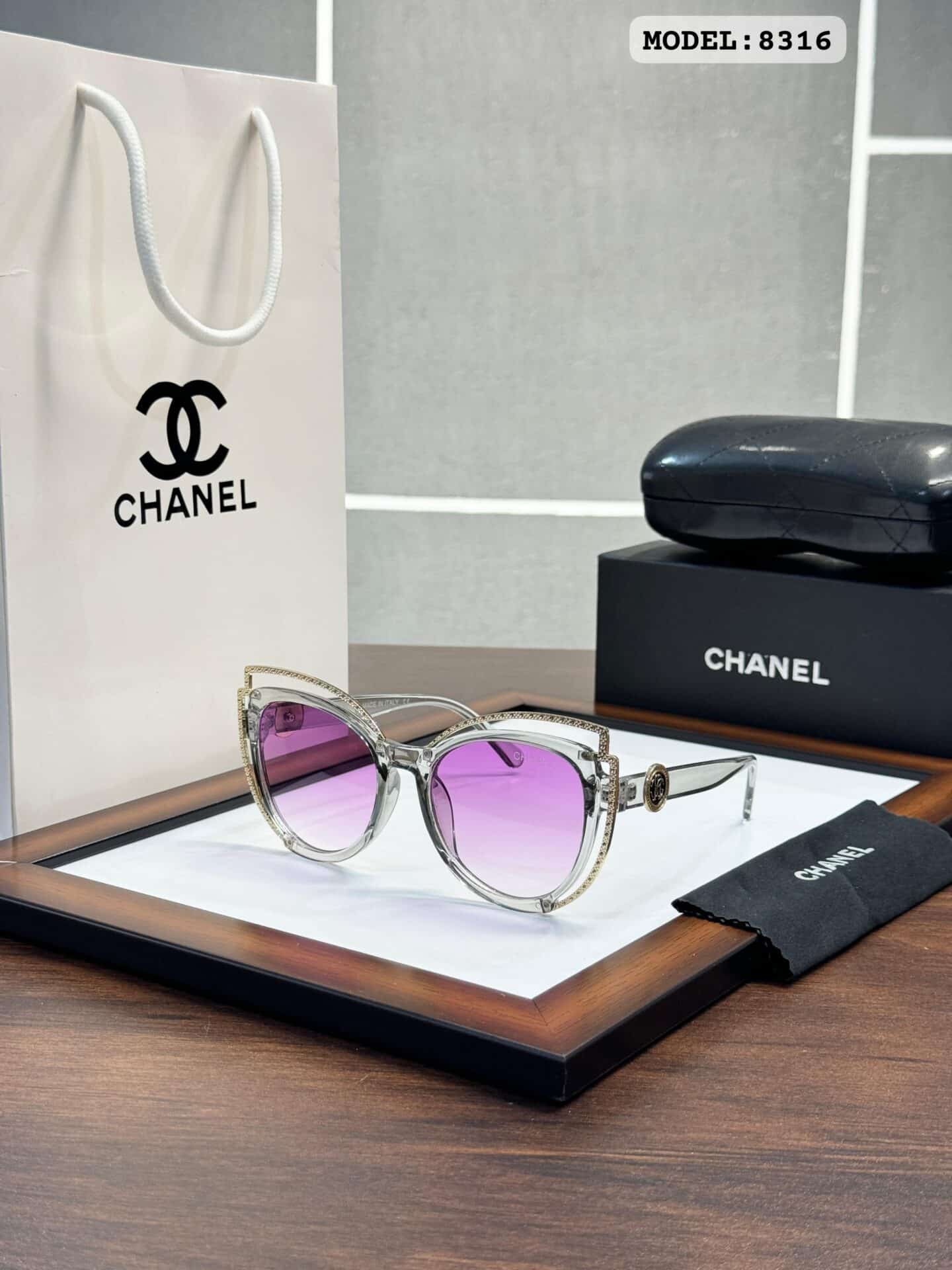 Chanel WMNS 8316 Grey Purple Sunglasses