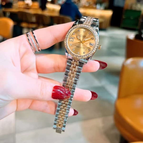Rolex Watch Gold Sliver Chain