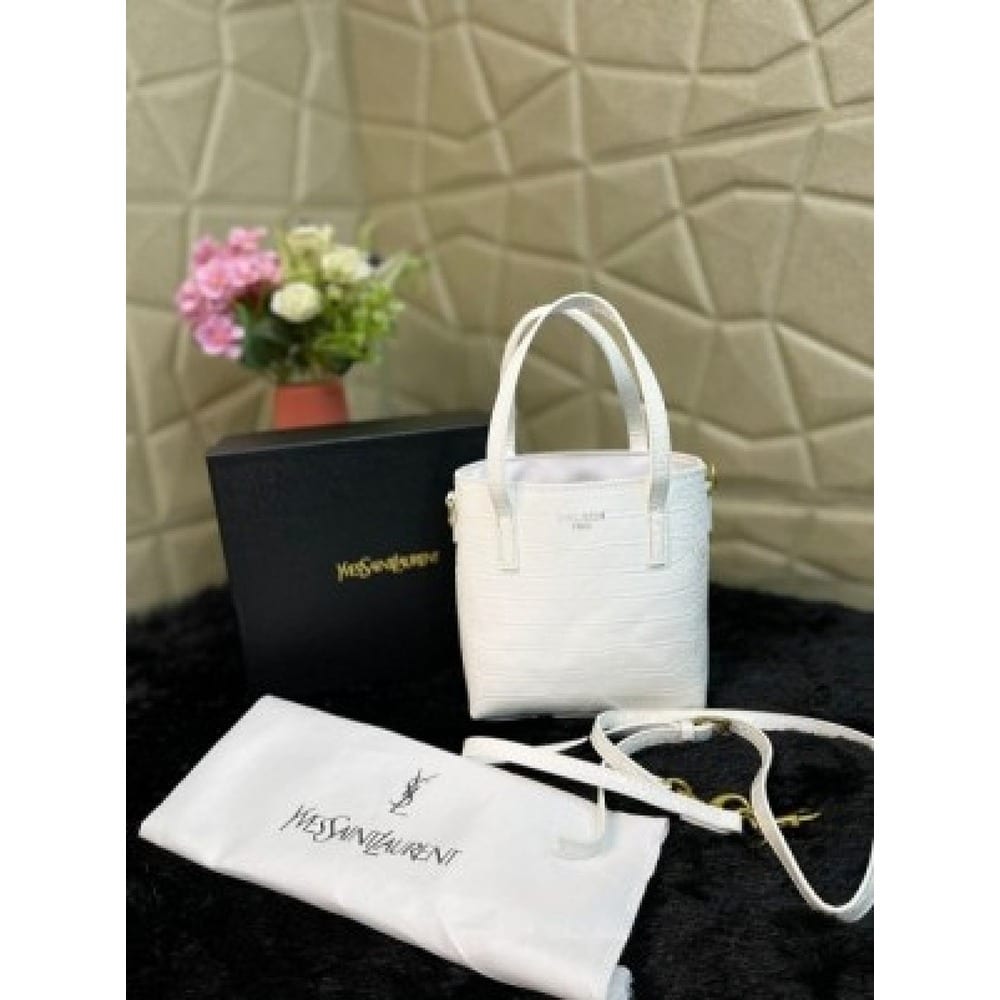 YSL Bag Bucket With Og Box And Dust Bag (White)