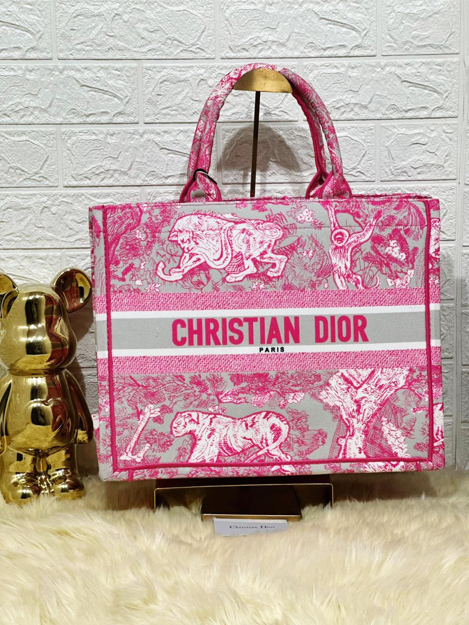 Christian Dior Tote Bag Pink With Box & Dust Bag