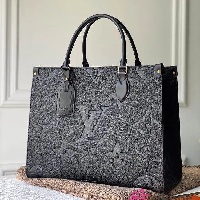 Vuitton Black Embossed Mm On The Go Bag