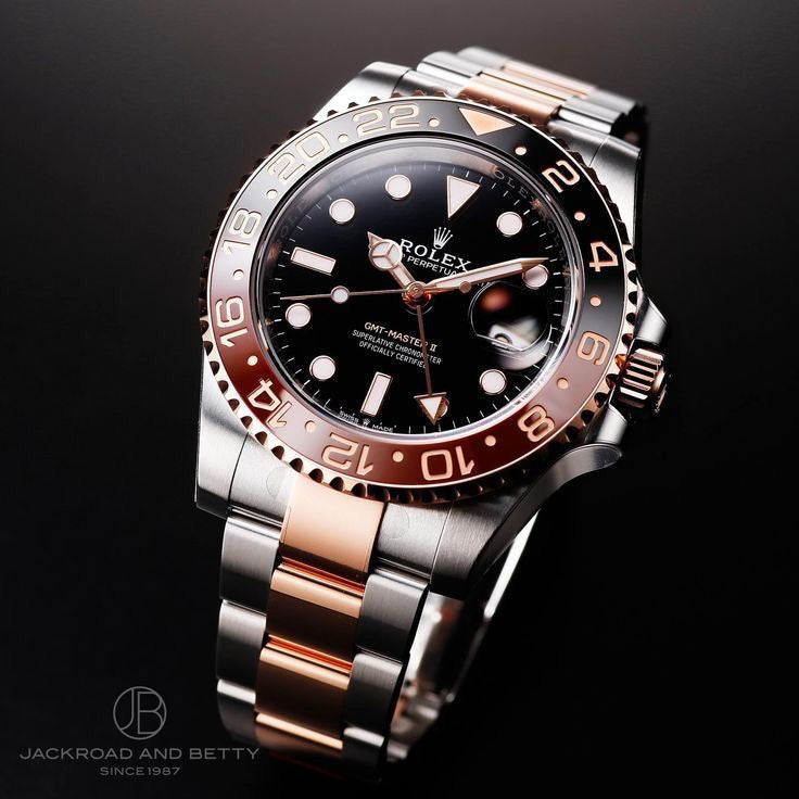 Rolex GMT Master || Two Tone Black Dial Japanese Automatic Mens Watch