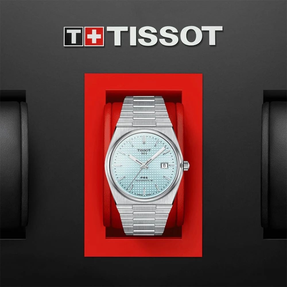 Tissot PRX Poweromatic Steel Ice Blue Tiffany Edition Authentic Mens Watch
