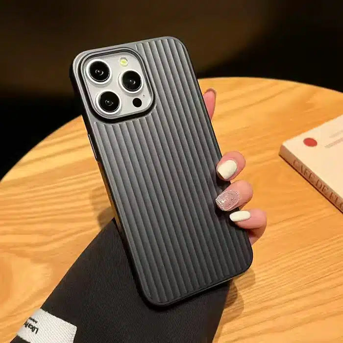 iPhone Series Corrugated Pattern Stripes Hard Black Case