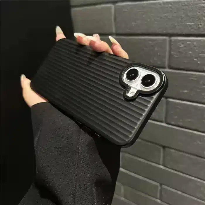 iPhone Series Corrugated Pattern Stripes Hard Black Case