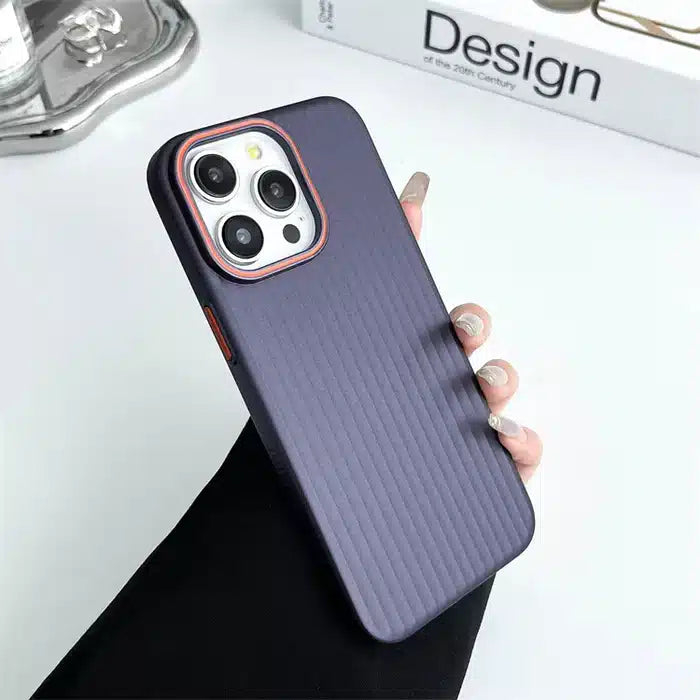 iPhone Series Corrugated Pattern Stripes Hard Purple Case