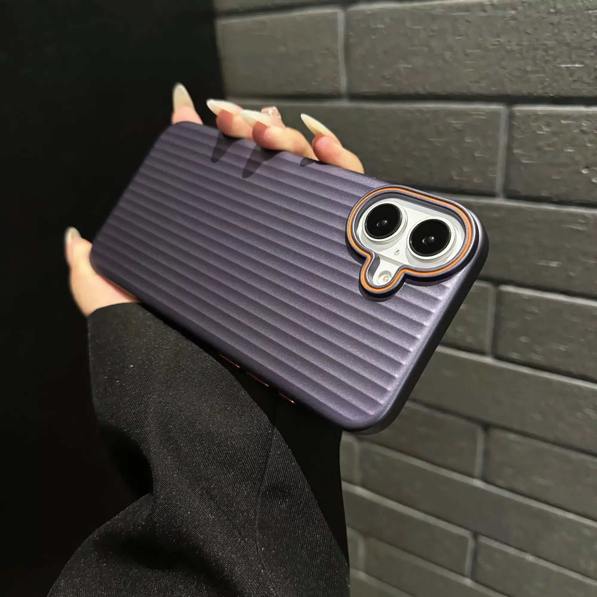 iPhone Series Corrugated Pattern Stripes Hard Purple Case