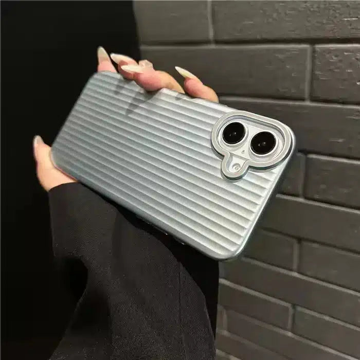 iPhone Series Corrugated Pattern Stripes Hard Silver Case