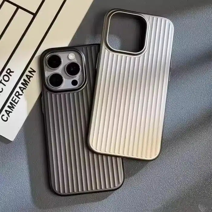 iPhone Series Corrugated Pattern Stripes Hard Silver Case