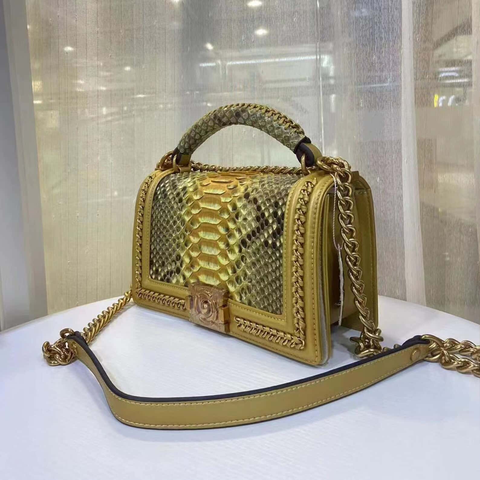Genuine Snake Skin Print Handbag | Python Skin Purse for Women