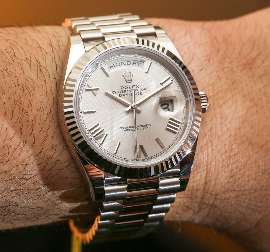 Rolex Day Date 41 Stainless Steel White Dial Japanese Master Quality Mens Watch