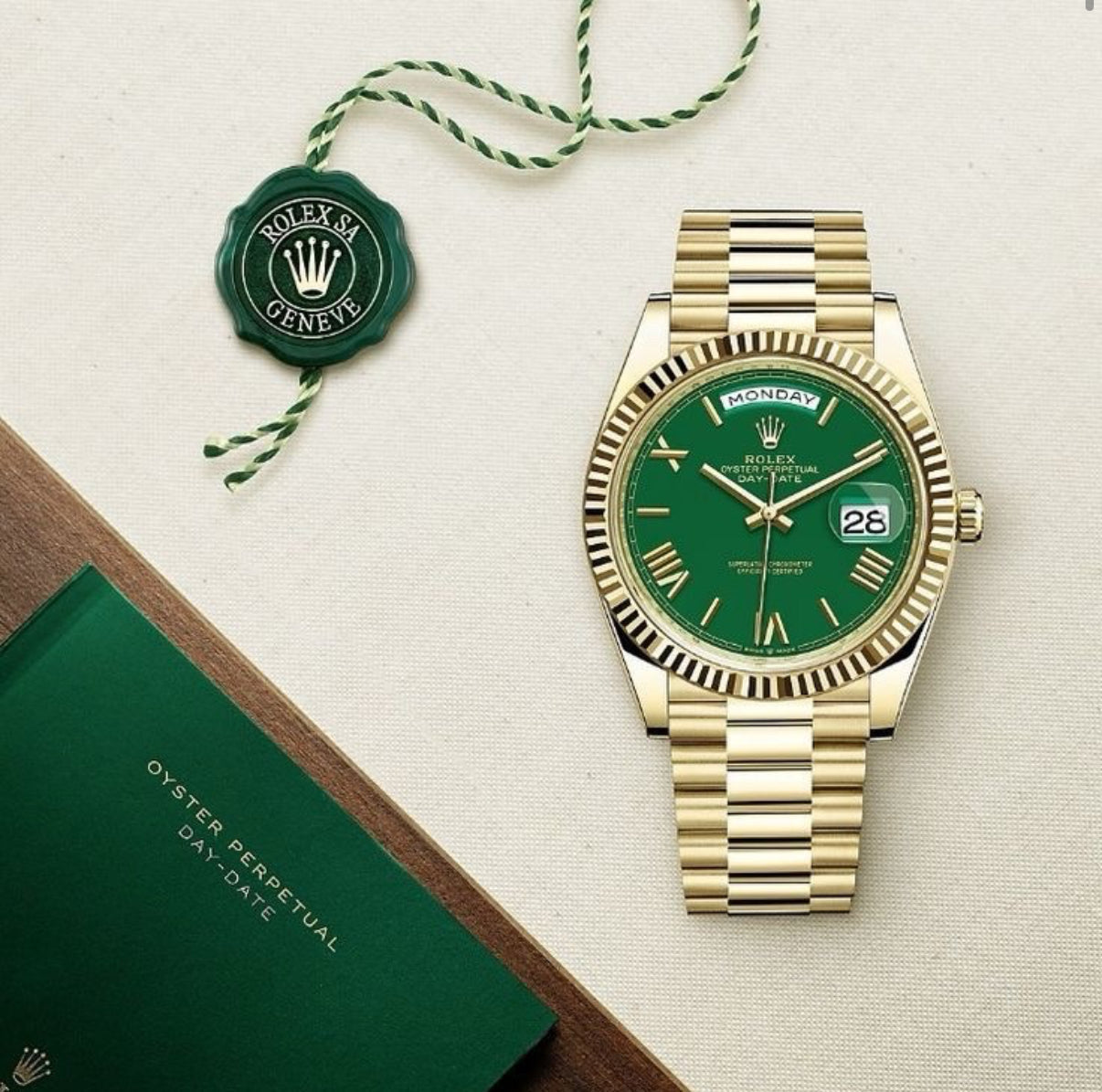 Rolex Day Date Gold Green Dial Watch