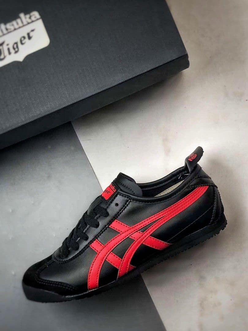 Onitsuka Tiger Mexico 66 Black Classic Red Sneakers