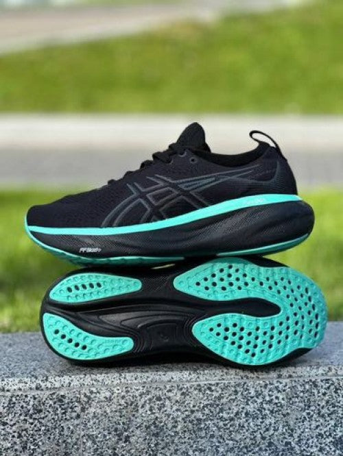 Asics Nimbus 25 Black Green Running Shoes