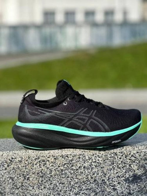 Asics Nimbus 25 Black Green Running Shoes