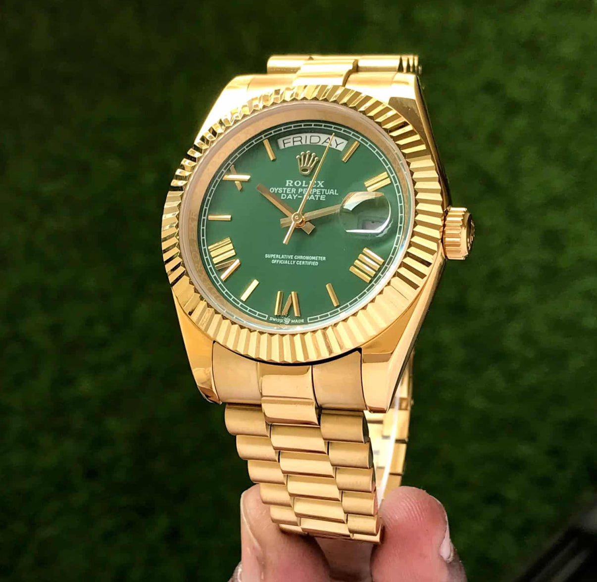 Rolex Day Date Gold Green Dial Watch