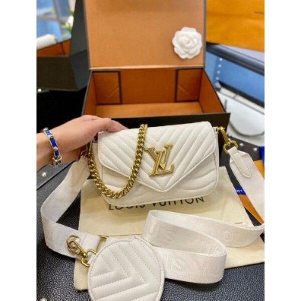 Louis Vuitton Handbag New Wave Pochette With Og Box And Bill With Chain Sling Pouch White 2
