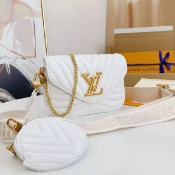 Louis Vuitton Handbag New Wave Pochette With Og Box And Bill With Chain Sling Pouch White 3