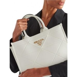 Prada Bag Leather Symbole Tote Bag With Dust Bag White 405