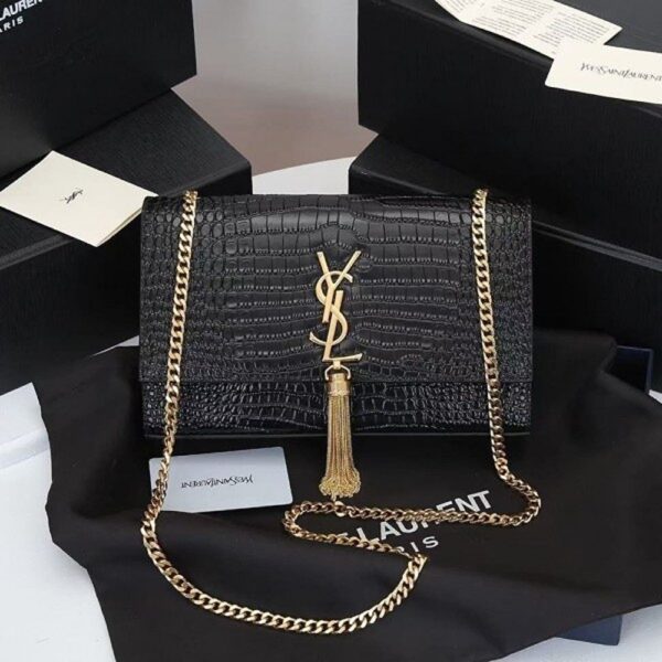 YSL Bag Saint Laurent Kate With OG Box and Dust Bag Gold 702
