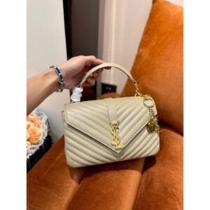 YSL Handbag Saint Laurent College Medium Chain Bag Khaki 1